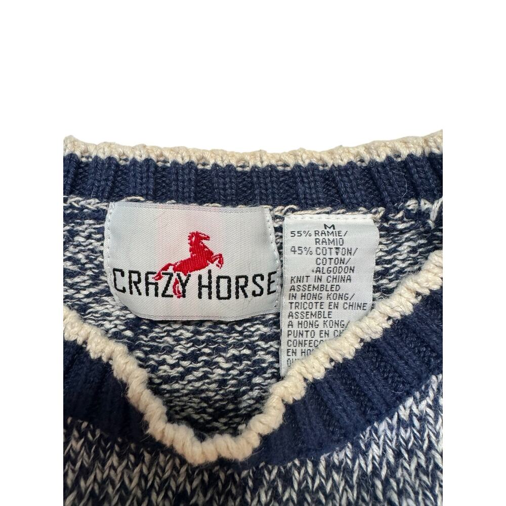 Vintage 90s American Flag Heathered Knit Sweater Size Medium Womens CRAZY HORSE - Picture 6 of 9